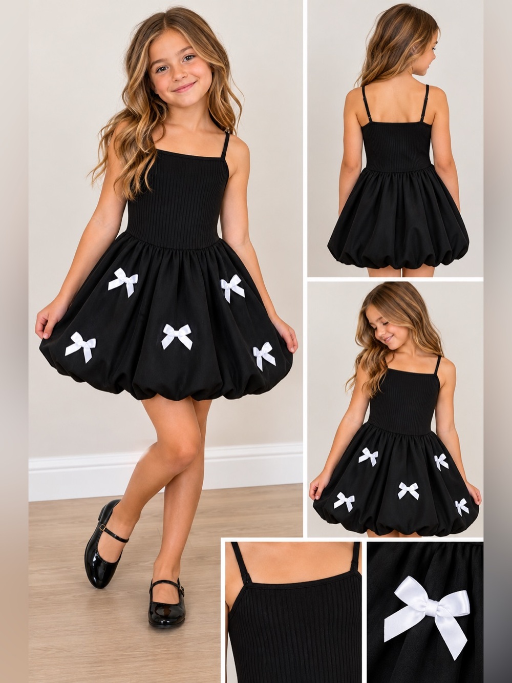 NEW Kids Black Bow-Accent Party Dress